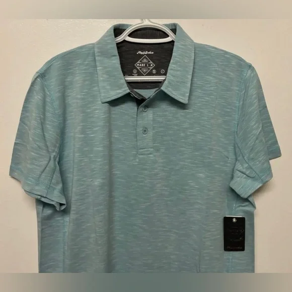 Flag & Anthem Polo Shirt Golf Aqua Teal Medium Short Sleeves Casual Stretch NWT - Picture 4 of 9
